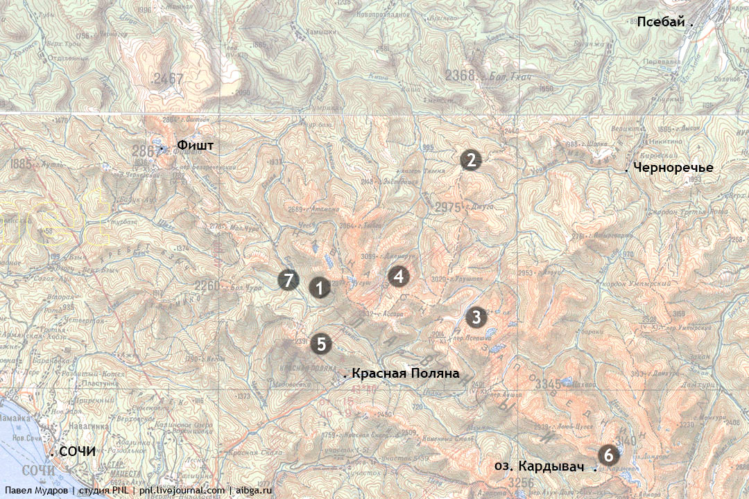 Карта псебая и окрестностей